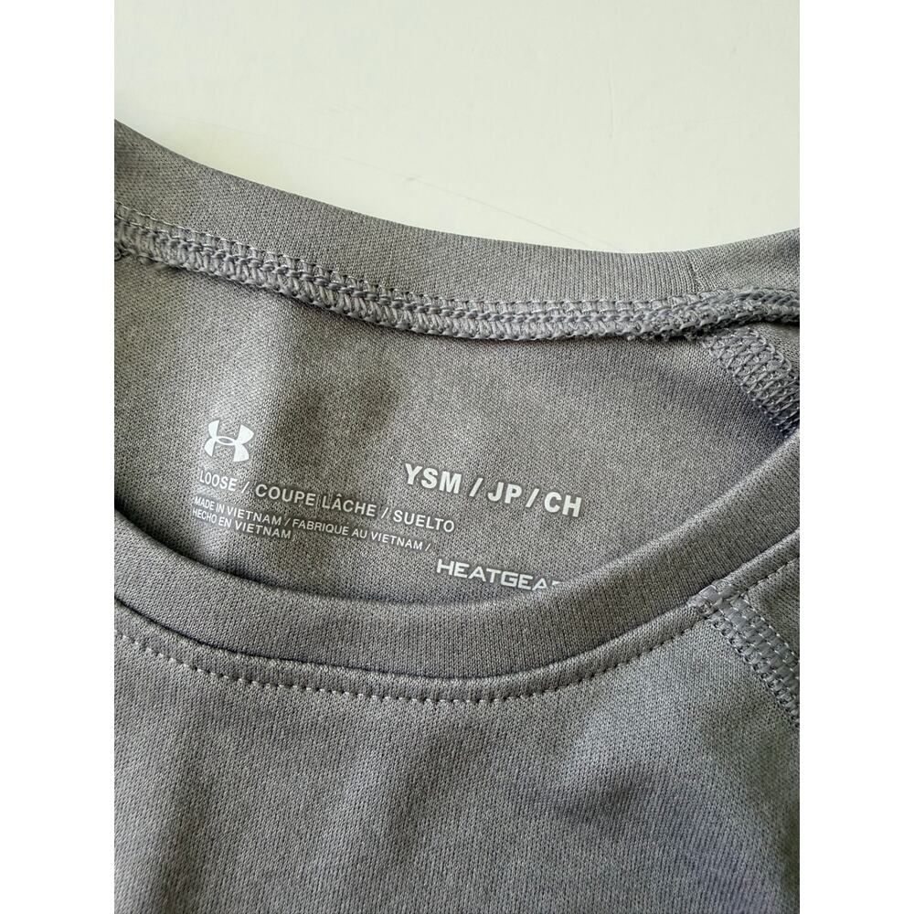 Under Armour Girls Big Logo Tee - Gray & Pink Youth Small - Picture 3 of 3